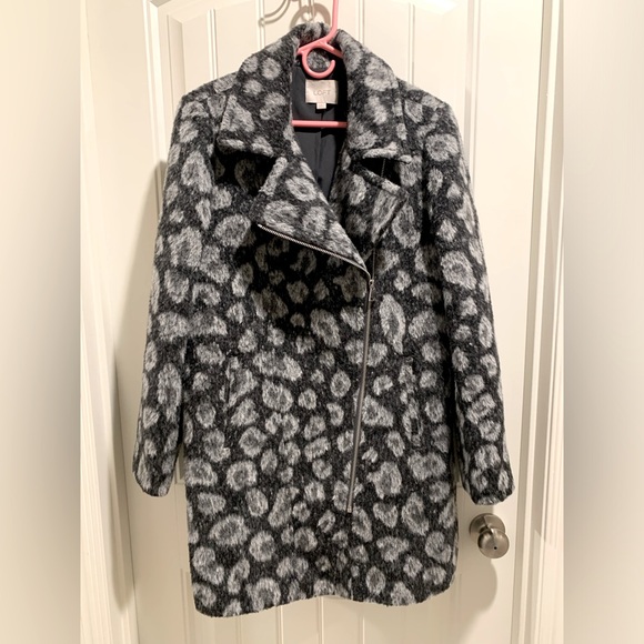LOFT LEOPARD ANIMAL PRINT WOOL BLEND GRAY BLACK COAT JACKET WOMENS SIZE MEDIUM - Picture 5 of 9